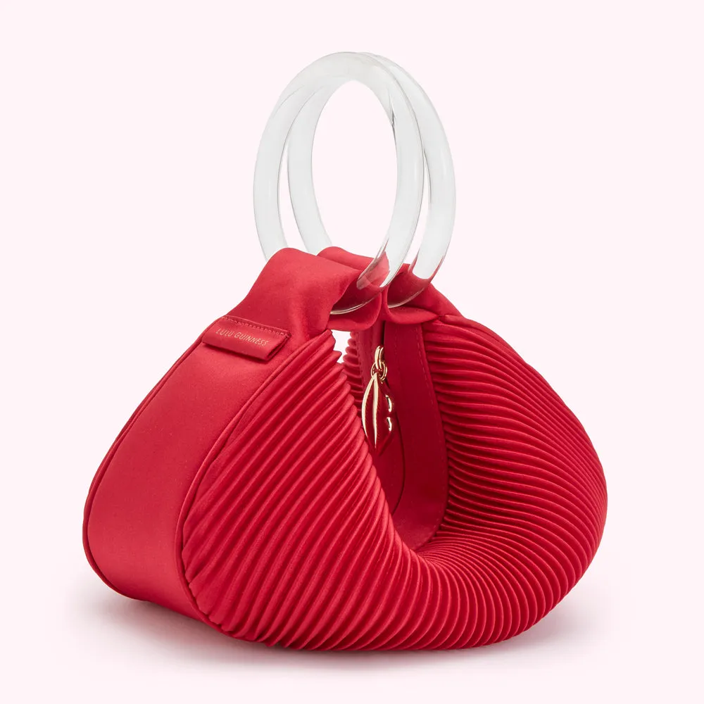 LULU RED SATIN SMALL CLEO HANDBAG