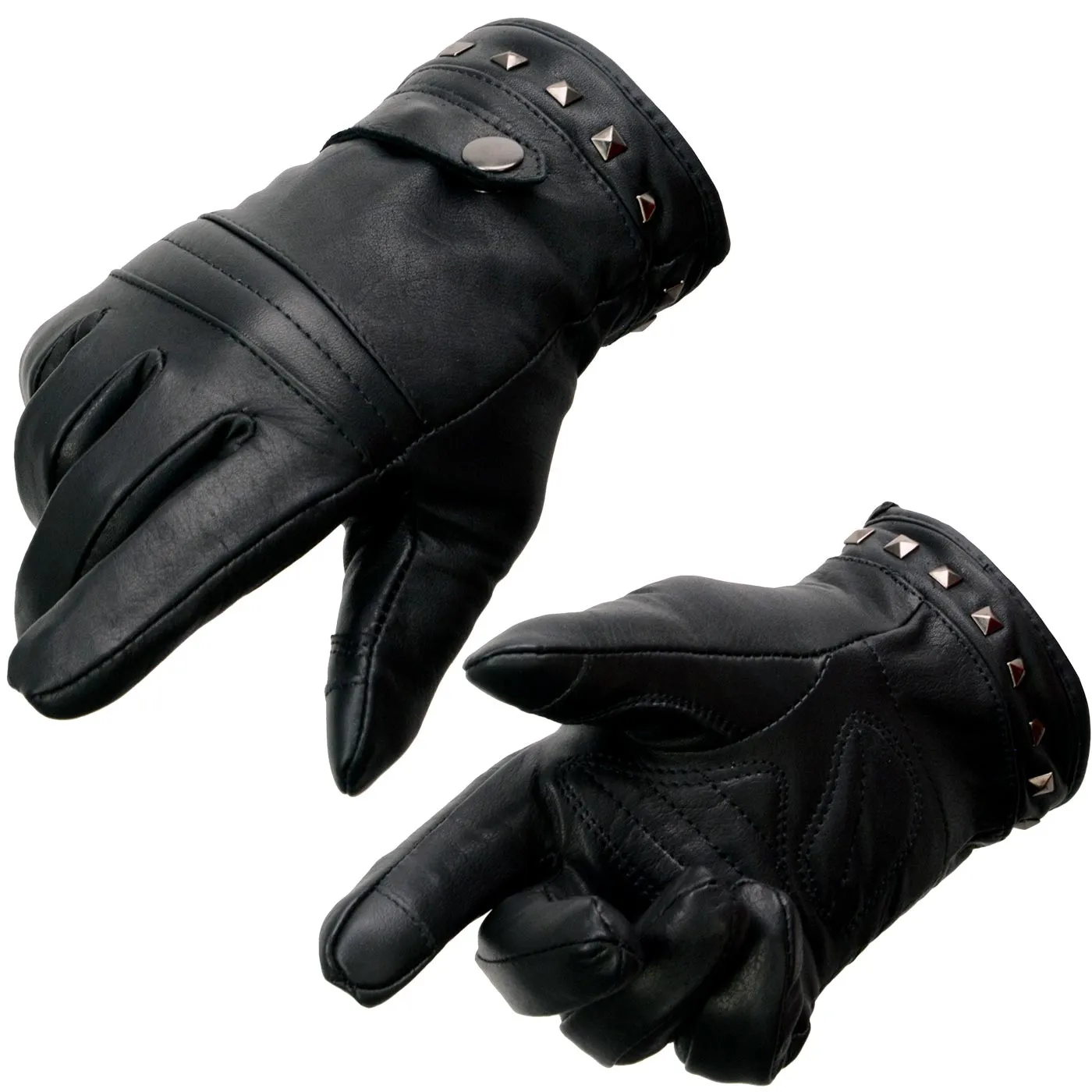 Milwaukee Leather MG7755 Women's Black Leather ’I - Touchscreen Compatible’ Thermal Lined Motorcycle Gloves W/ Gel Palm