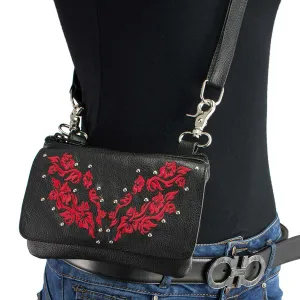 Milwaukee Leather MP8853 Women's 'Flower' Black and Red Leather Multi