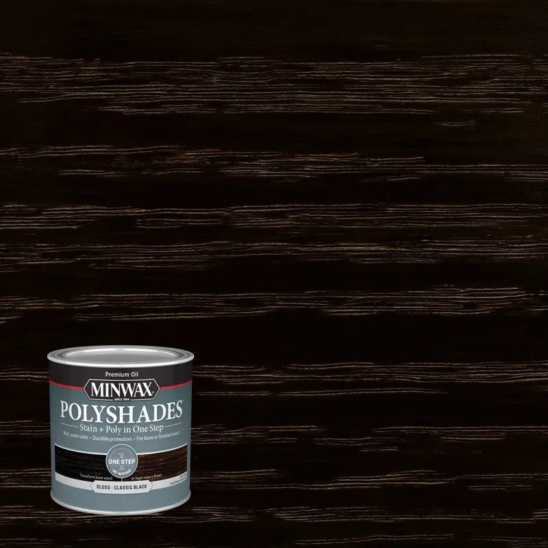 Minwax PolyShades Semi-Transparent Gloss Classic Black Stain/Polyurethane Finish 0.5 pt