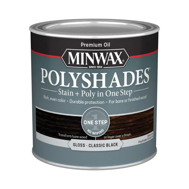 Minwax PolyShades Semi-Transparent Gloss Classic Black Stain/Polyurethane Finish 0.5 pt