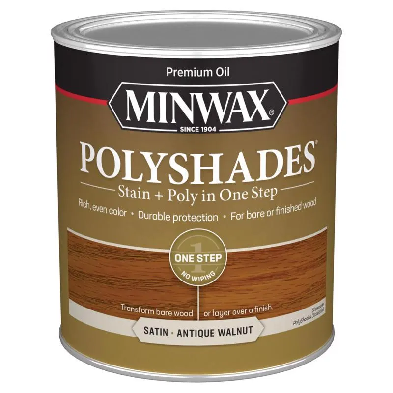 Minwax PolyShades Semi-Transparent Satin Antique Walnut Oil-Based Stain/Polyurethane Finish 1 qt