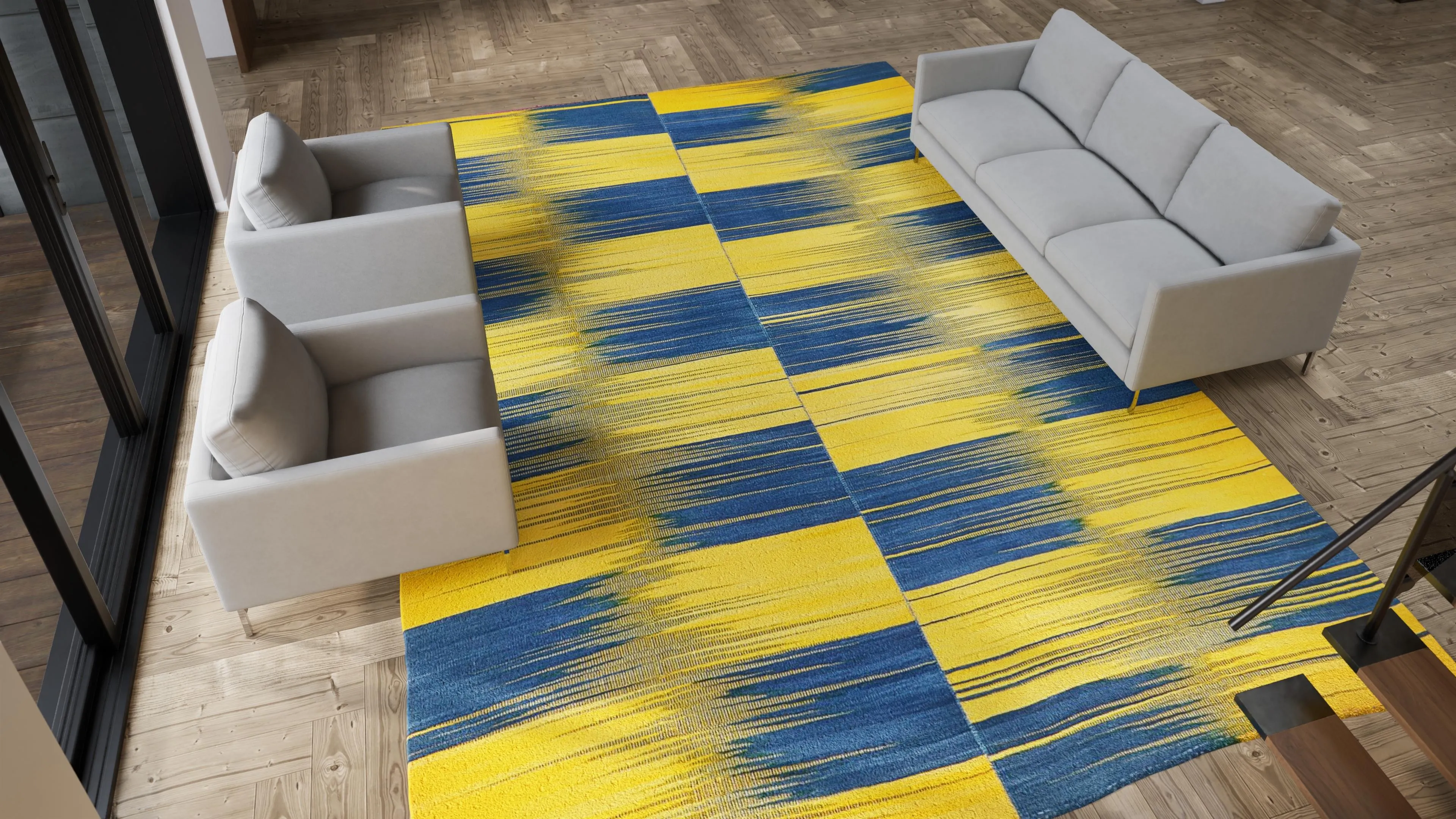 Multicolored Flatweave Wool Rug - 11' x 15'