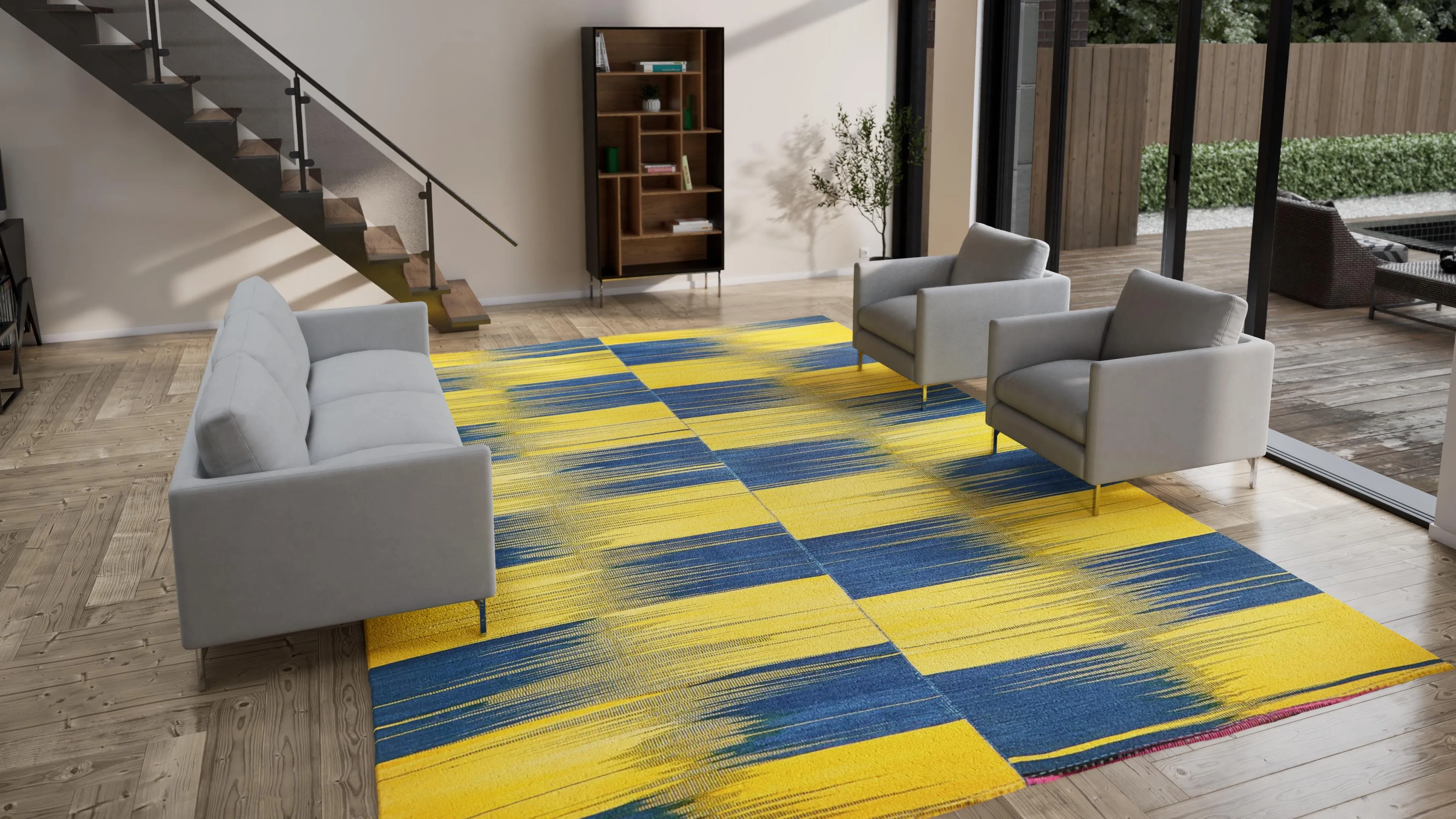 Multicolored Flatweave Wool Rug - 11' x 15'