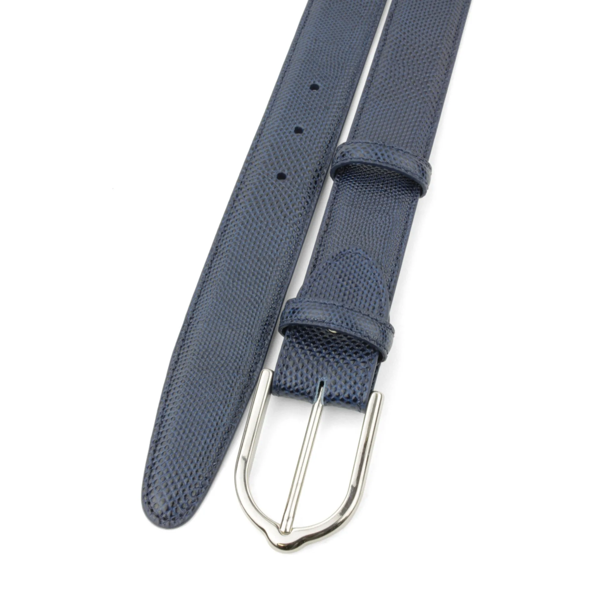 Navy Blue Tone Carung Texture Stirrup Prong Belt