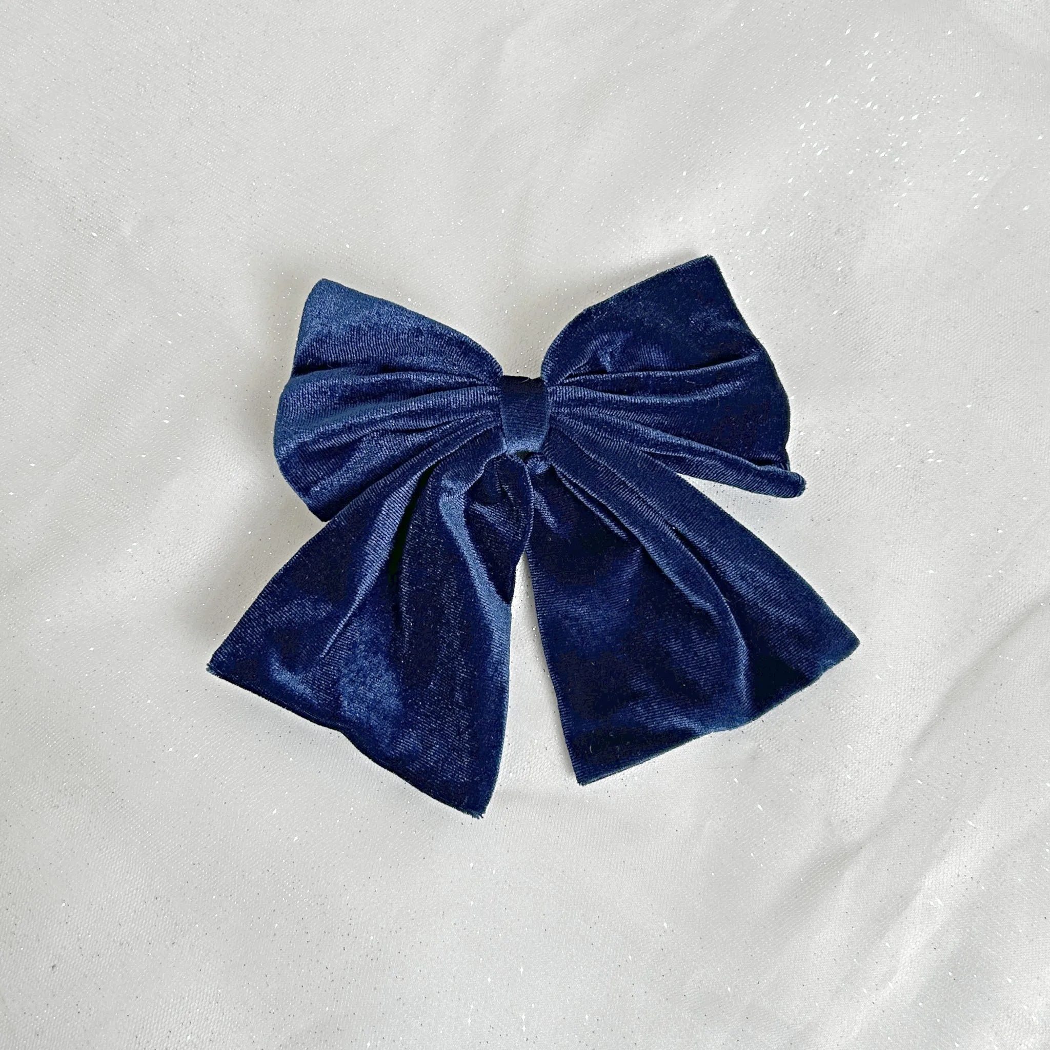 Navy Hair Bow Blue Velvet Bow Hair Clip