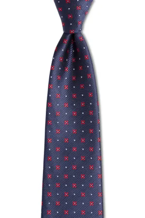 Navy-Red Geometric Tie