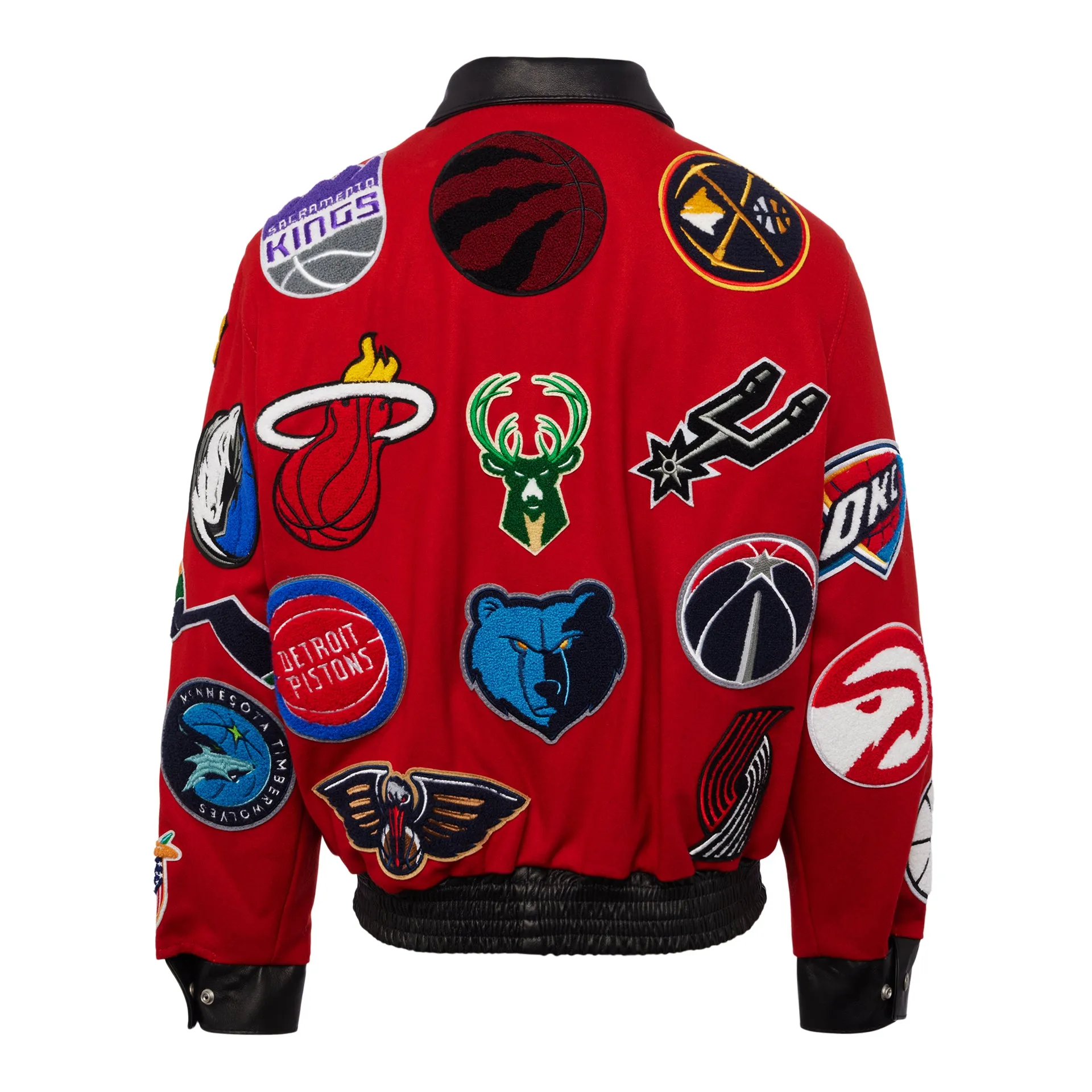 NBA COLLAGE WOOL & LEATHER JACKET Red