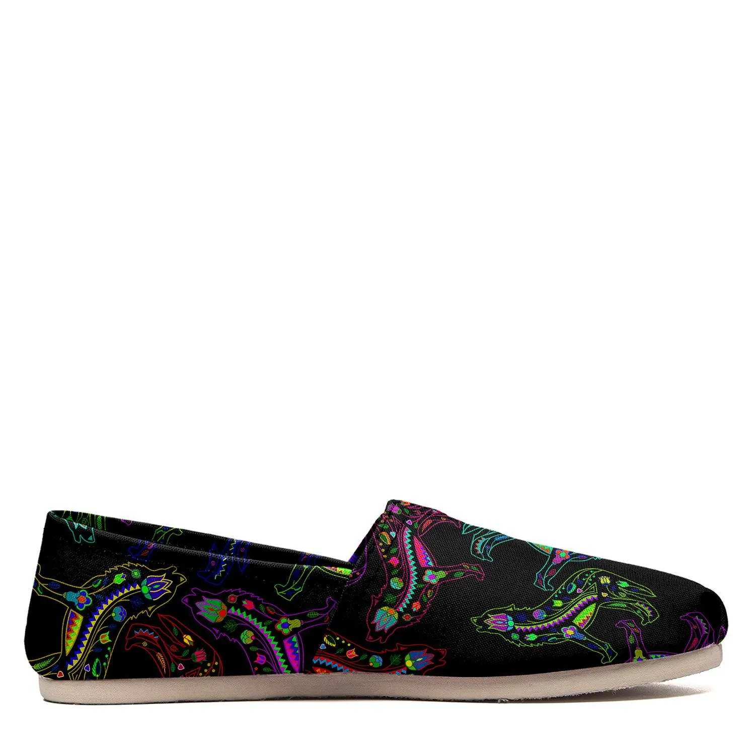 Neon Floral Wolves Slip On