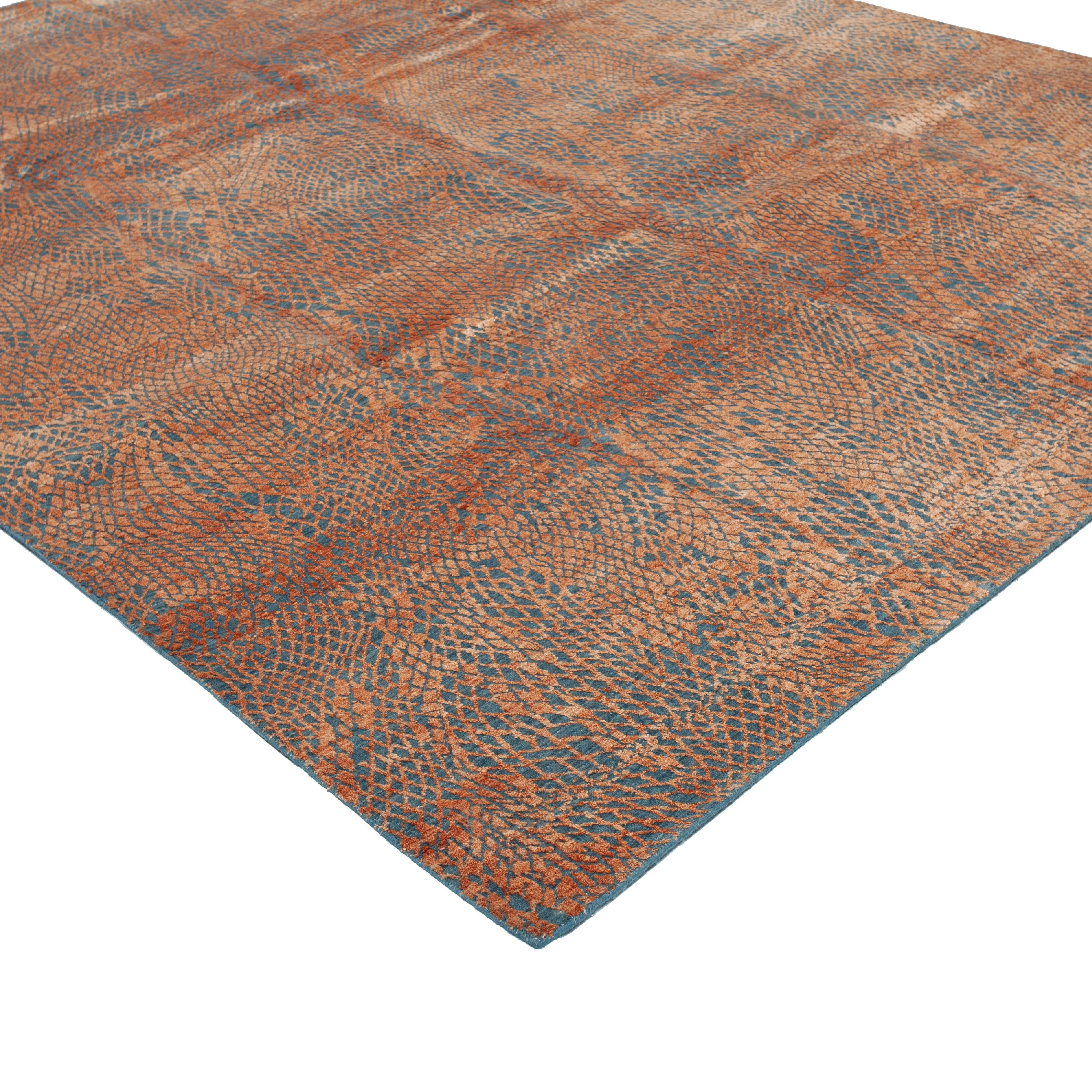 Orange Modern Wool Blend Rug - 9'1" x 11'8"