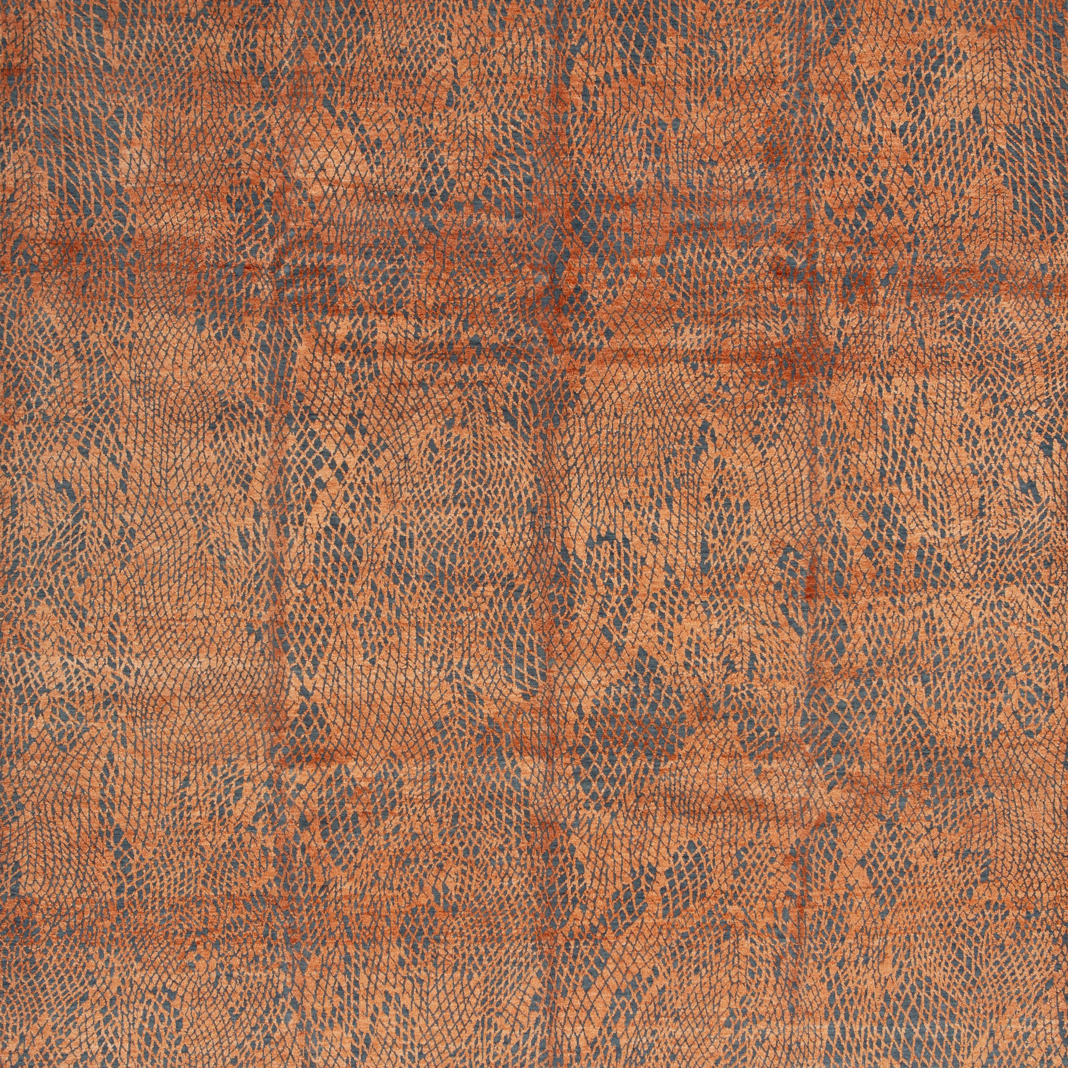 Orange Modern Wool Blend Rug - 9'1" x 11'8"