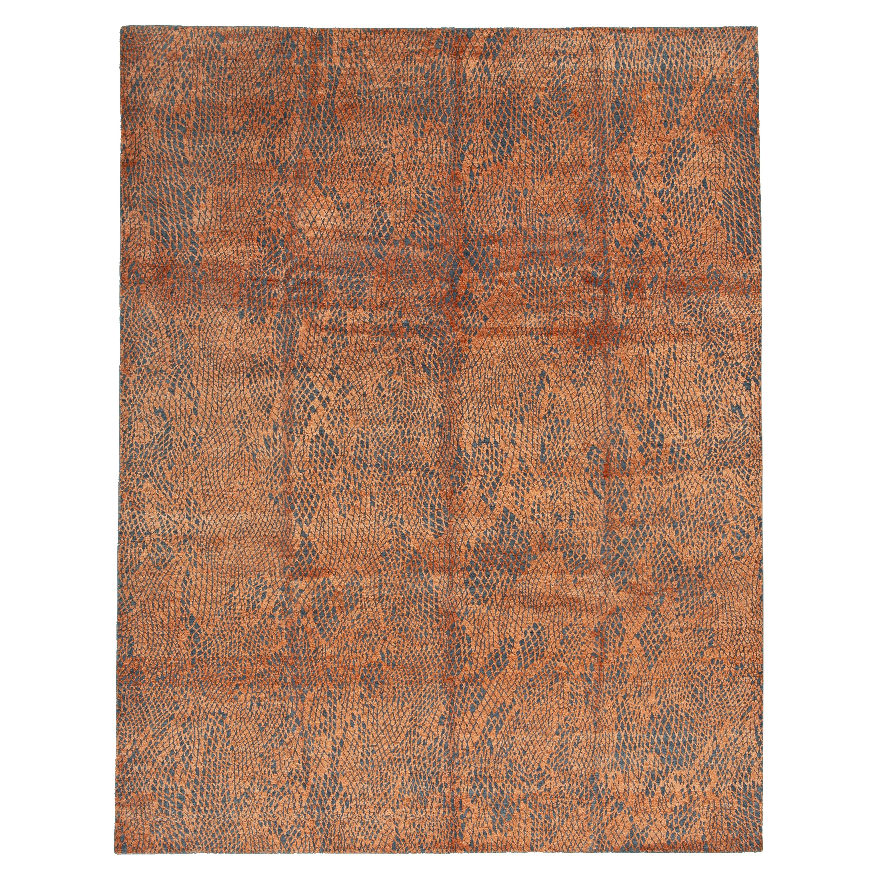 Orange Modern Wool Blend Rug - 9'1" x 11'8"