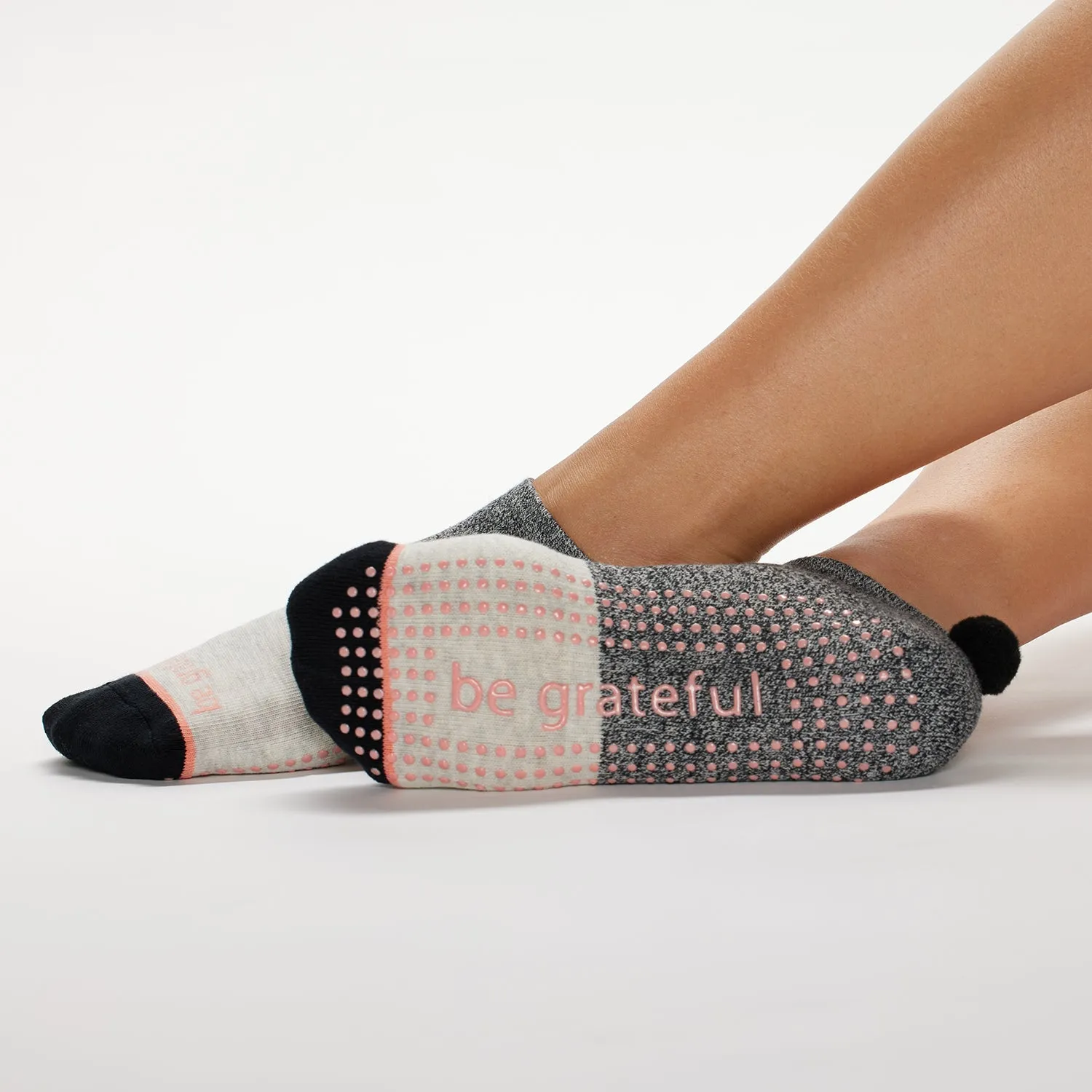 Pom Pom Be Grateful Grip Socks (Ember)