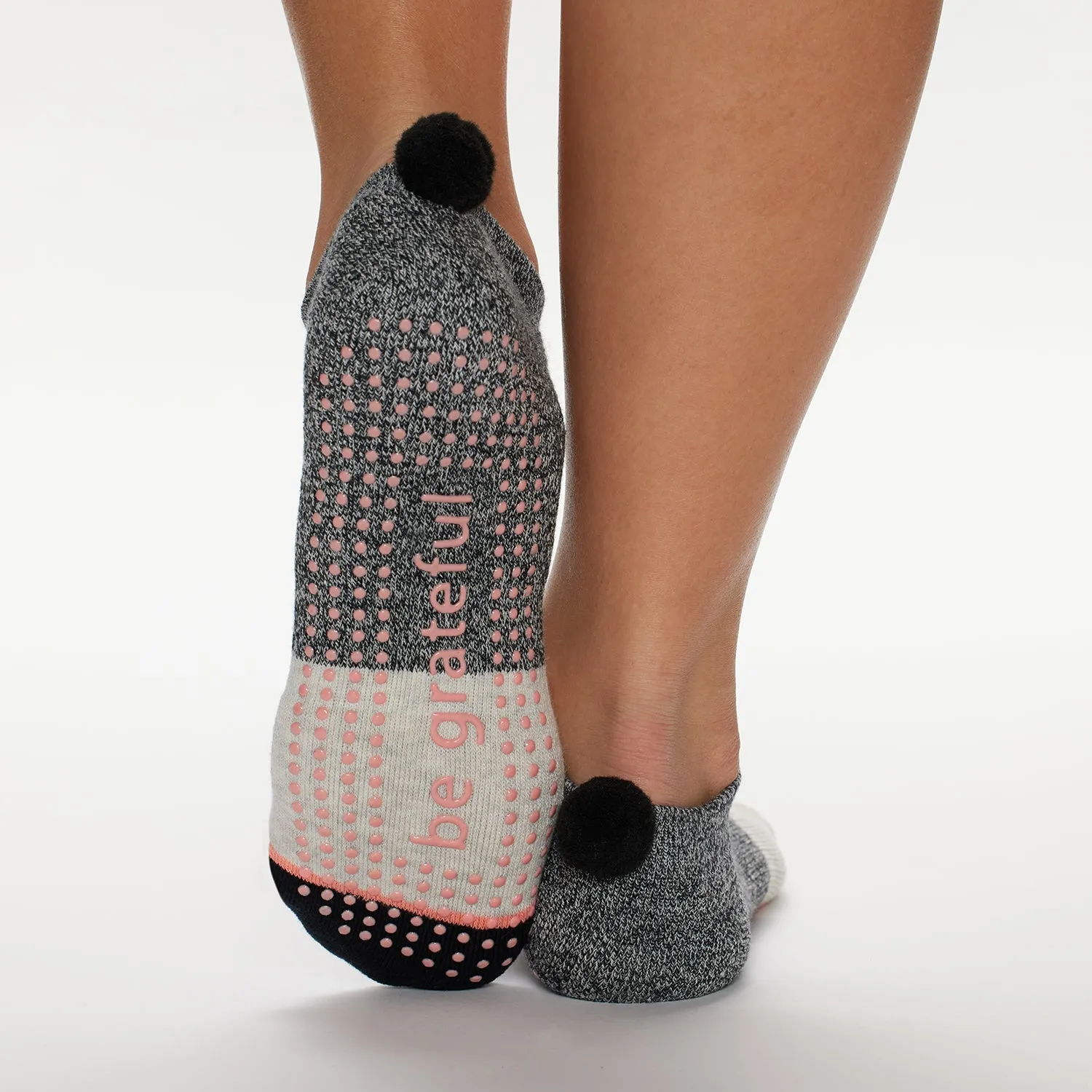 Pom Pom Be Grateful Grip Socks (Ember)