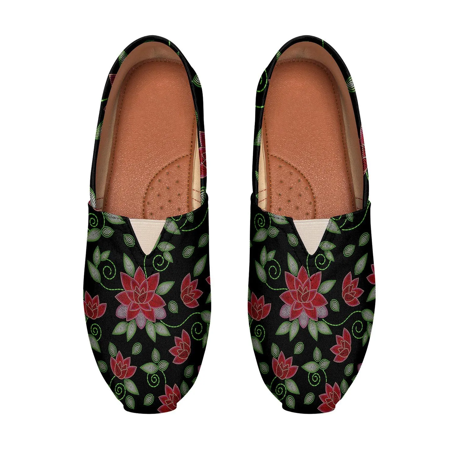 Red Beaded Rose Slip On