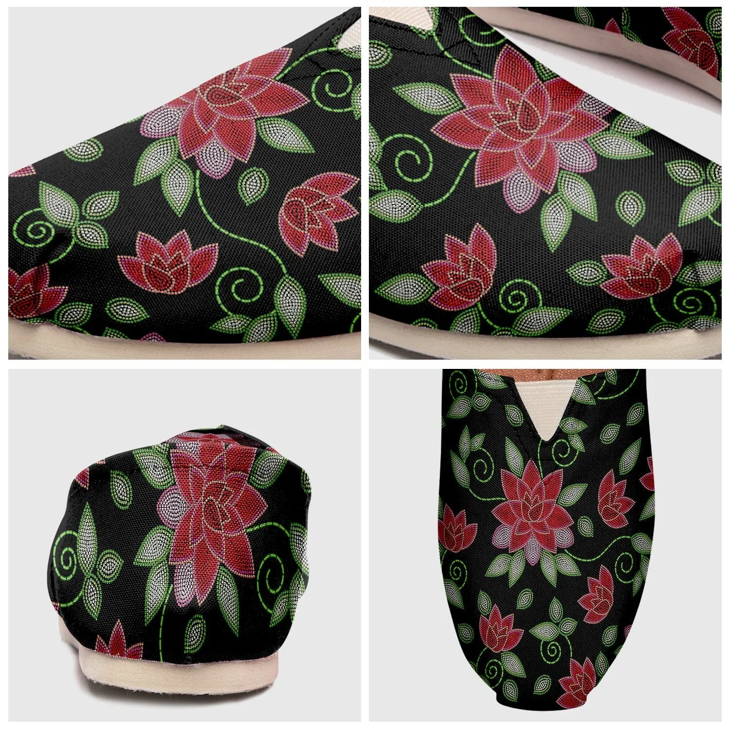 Red Beaded Rose Slip On