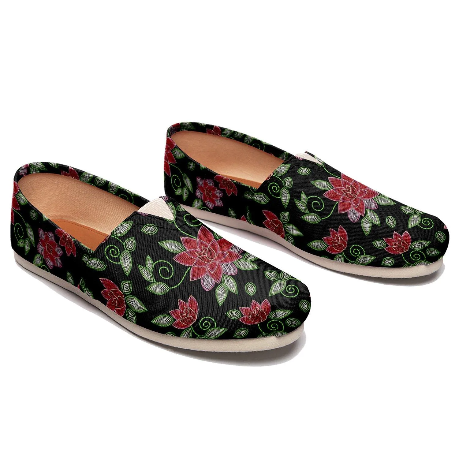 Red Beaded Rose Slip On