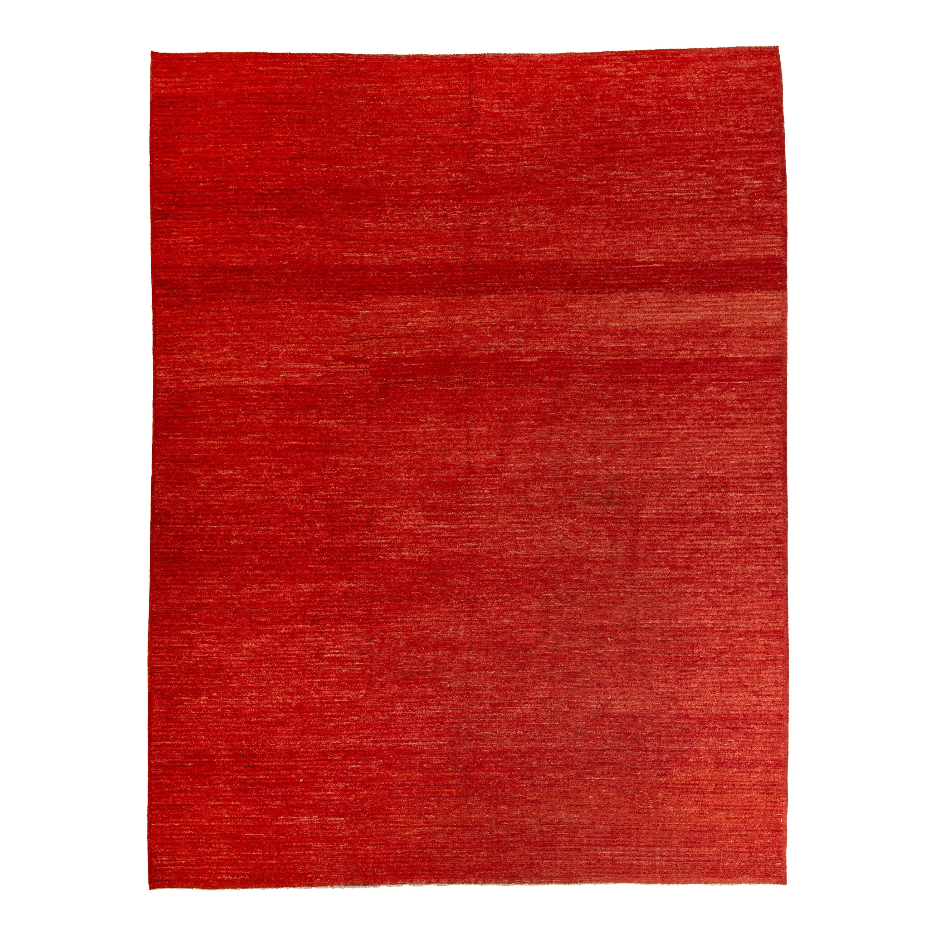 Red Zameen Transitional Wool Rug - 9'1" x 11'10"