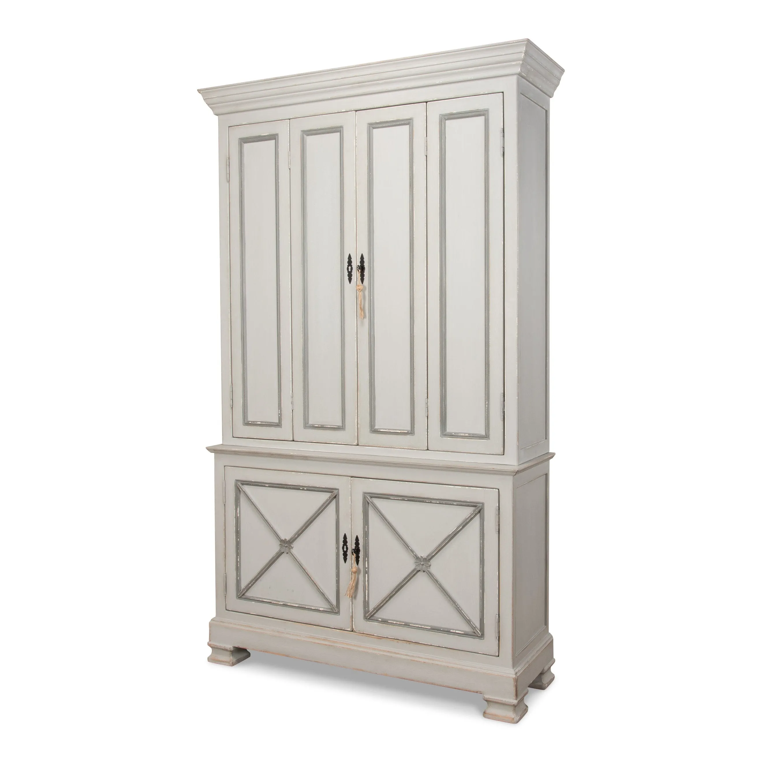 Sarreid - Painted Directoire Style Cupboard - Grey - Transitional