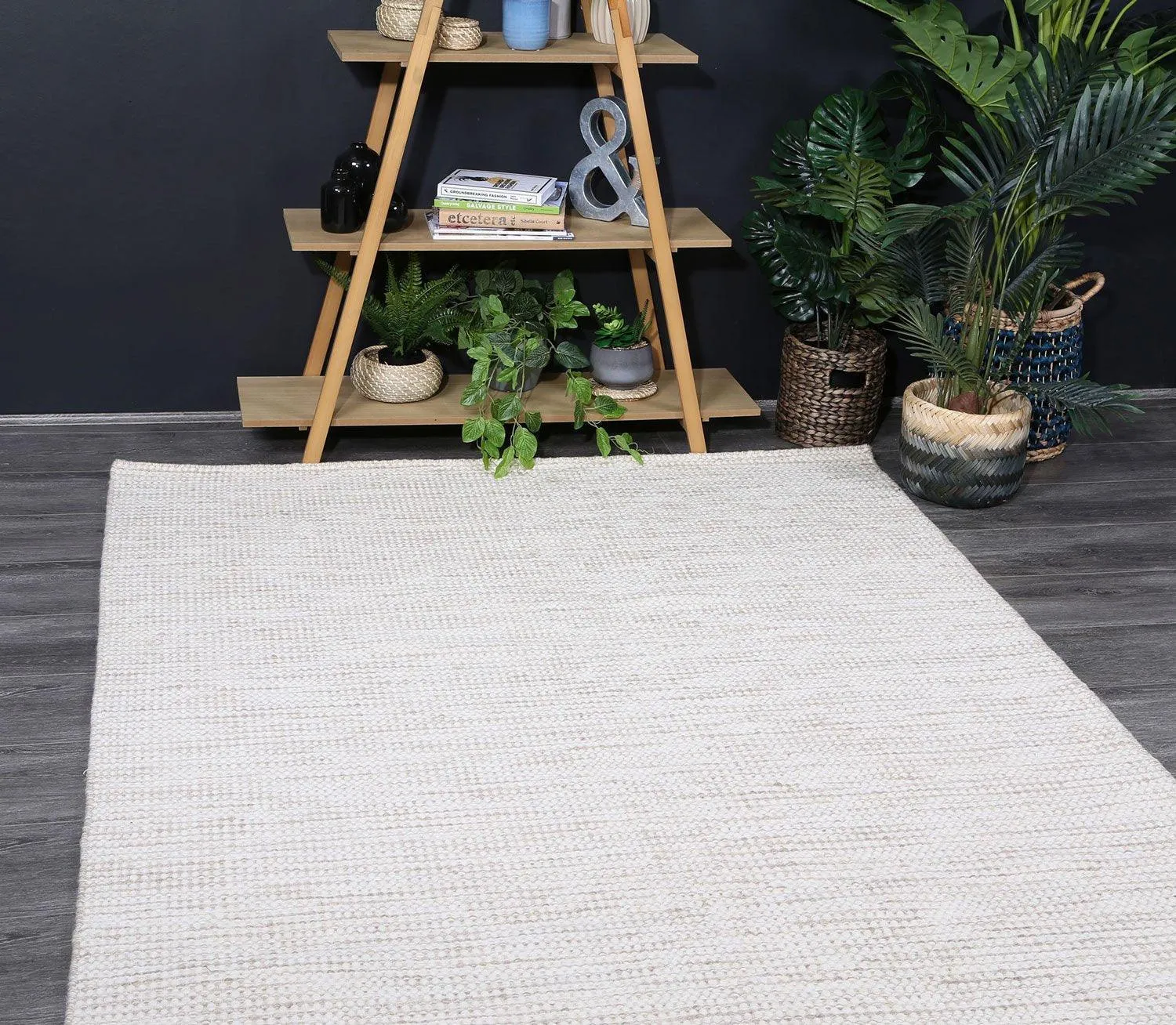 Scandi Beige Brown Reversible Wool Rug 240x330 cm