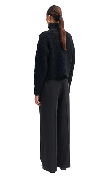 Second Female Hi Neck Cable Knit Black