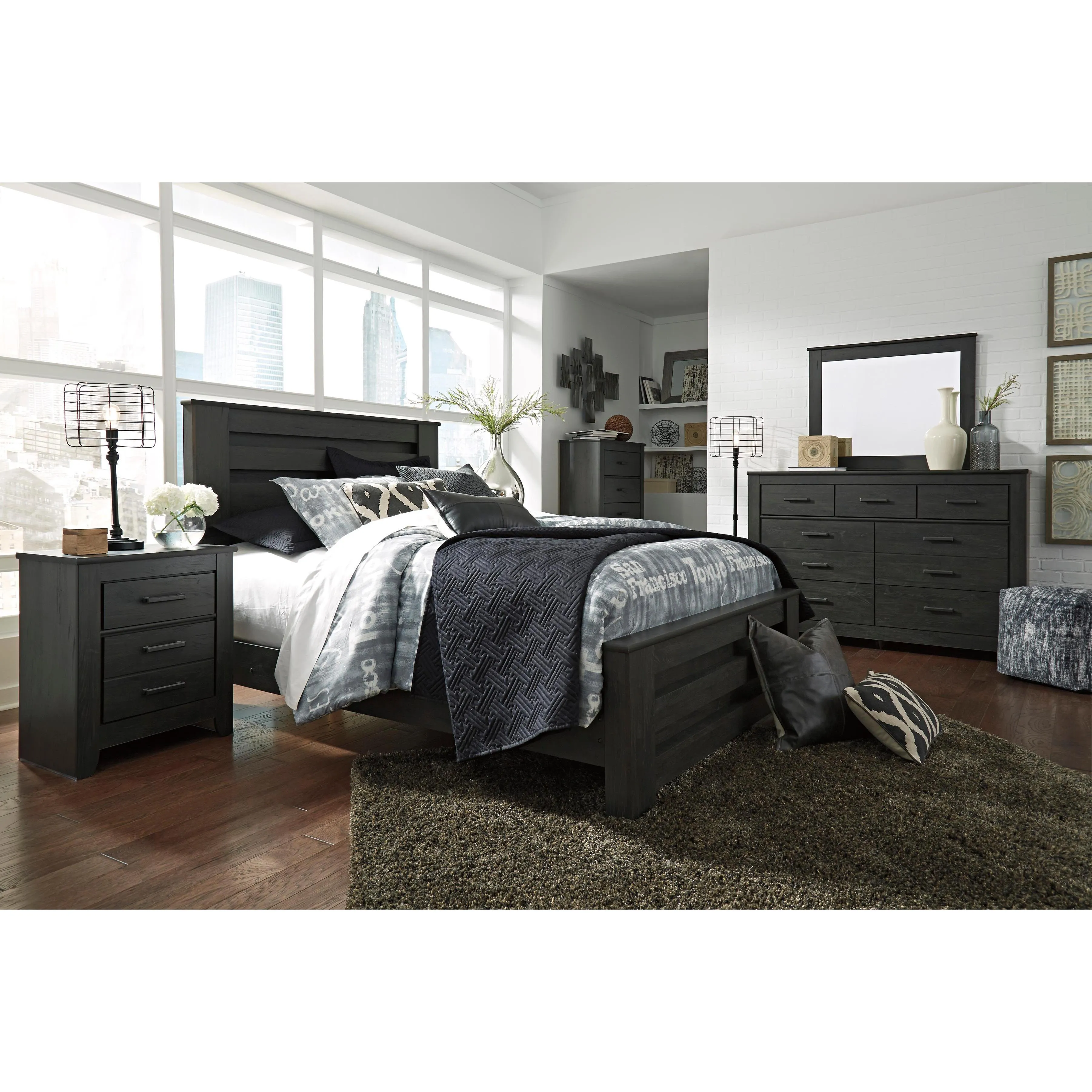 Signature Design by Ashley Brinxton B249B7 6 pc Queen Panel Bedroom Set