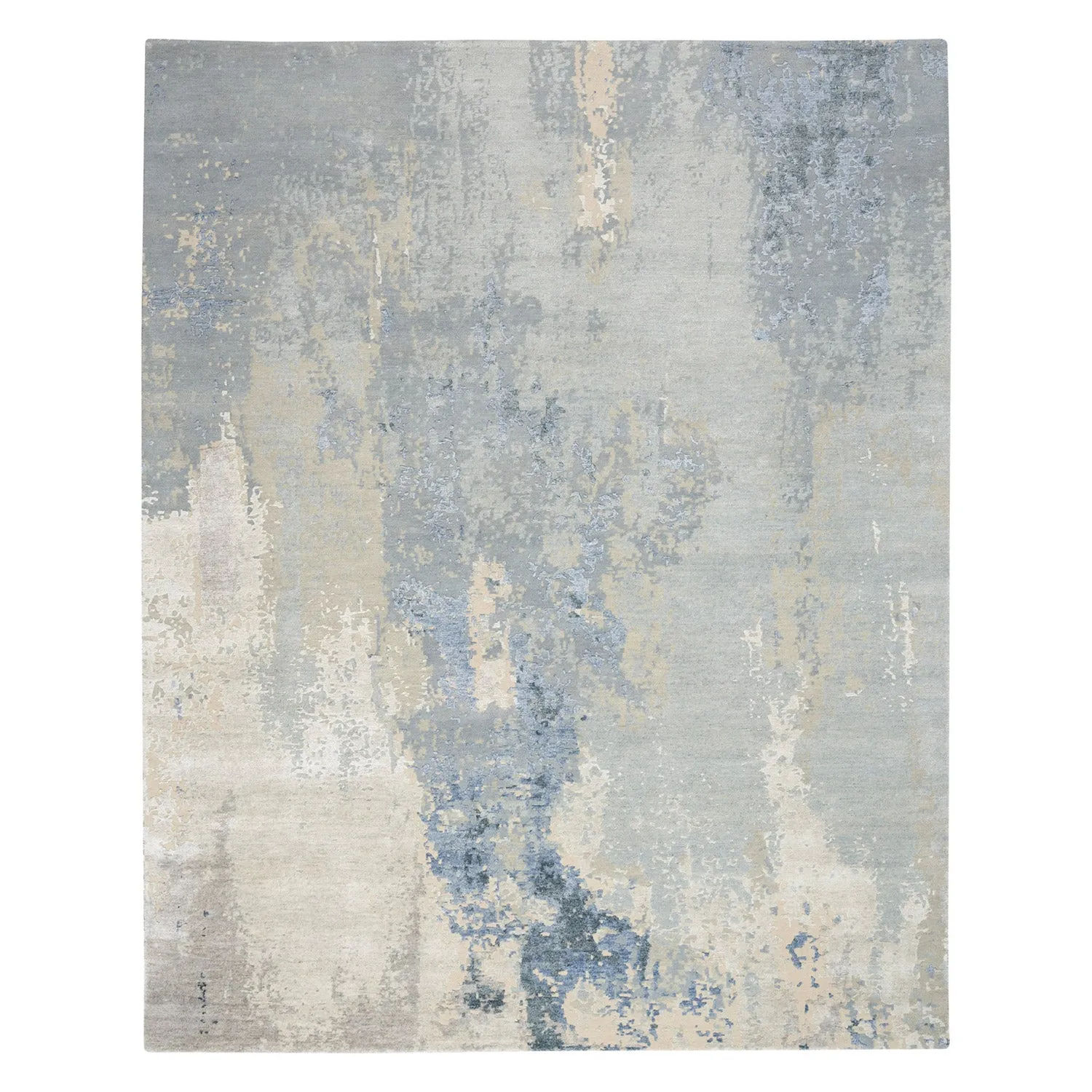 Sky Essentials Blue Modern Bamboo Silk Wool Blend Rug