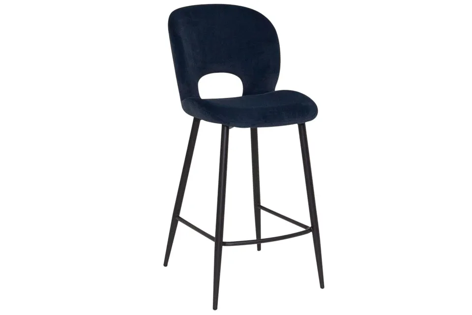 Slane - Blue Fabric And Metal Counter Bar Stool (Navy)