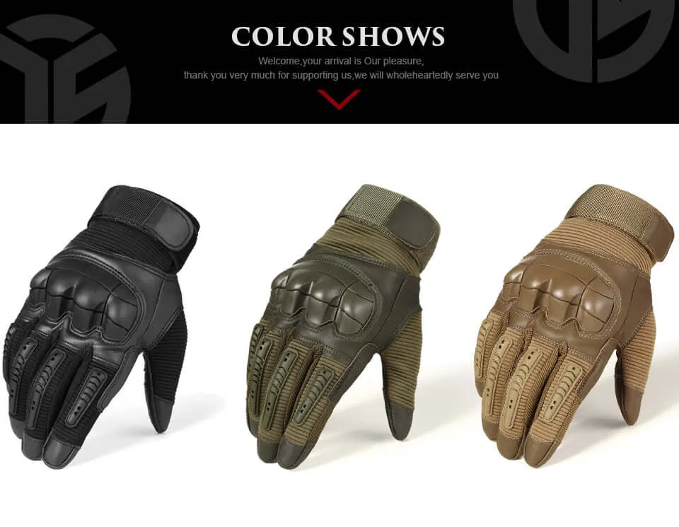 Touch Screen Full Finger Hard Knuckle Tactical Gloves