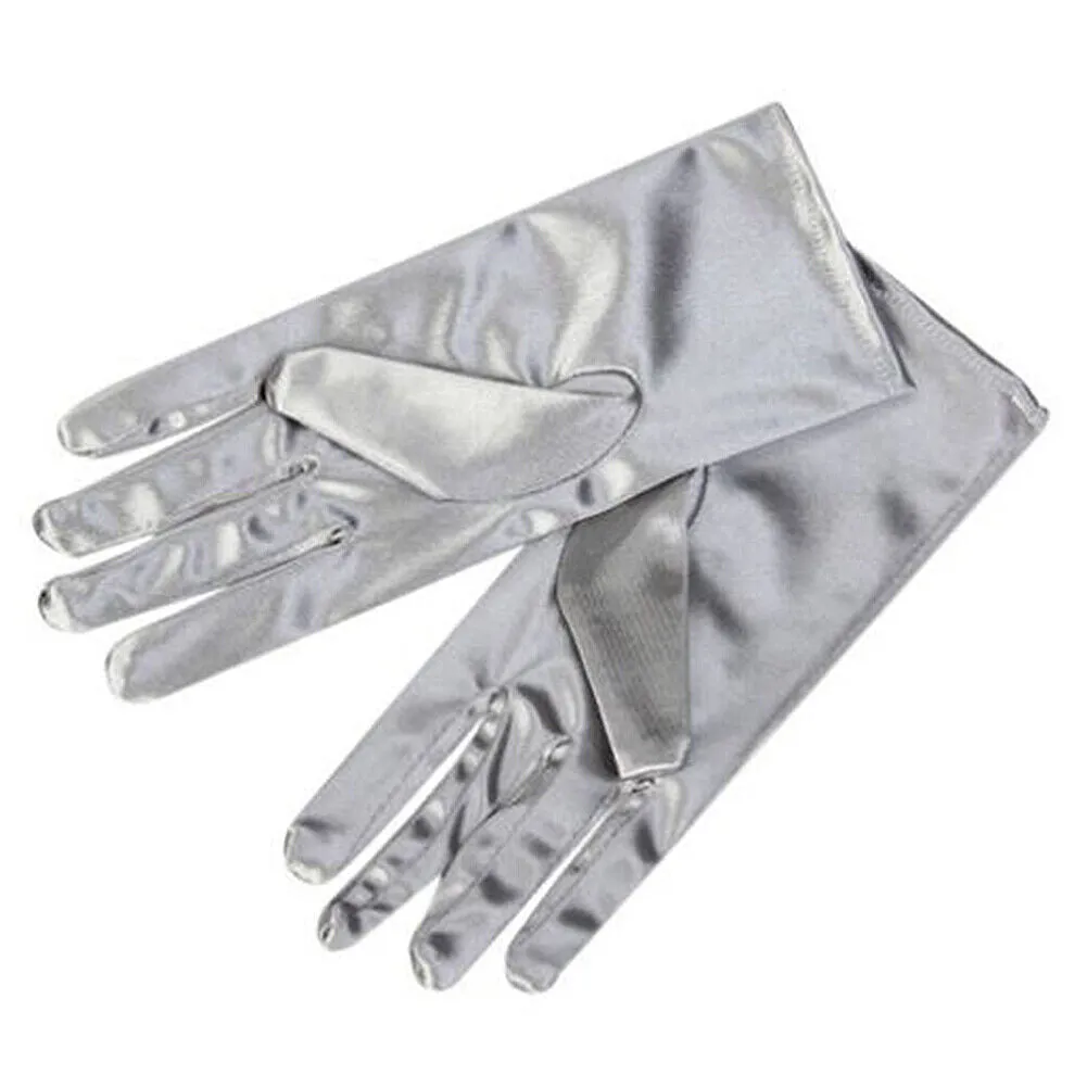 US 1-2 Paris 8.66'' Wrist Gloves Smooth Satin Gown Opera Gloves Party Dress Prom