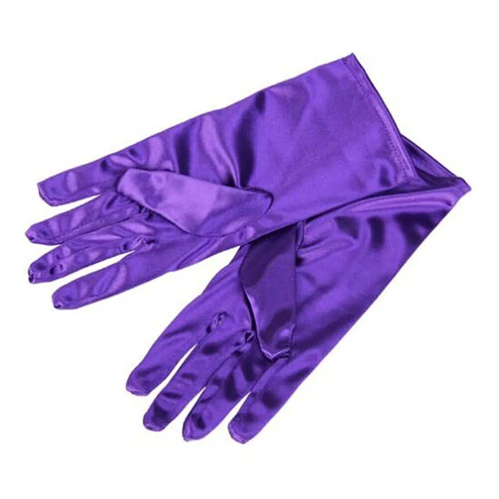 US 1-2 Paris 8.66'' Wrist Gloves Smooth Satin Gown Opera Gloves Party Dress Prom