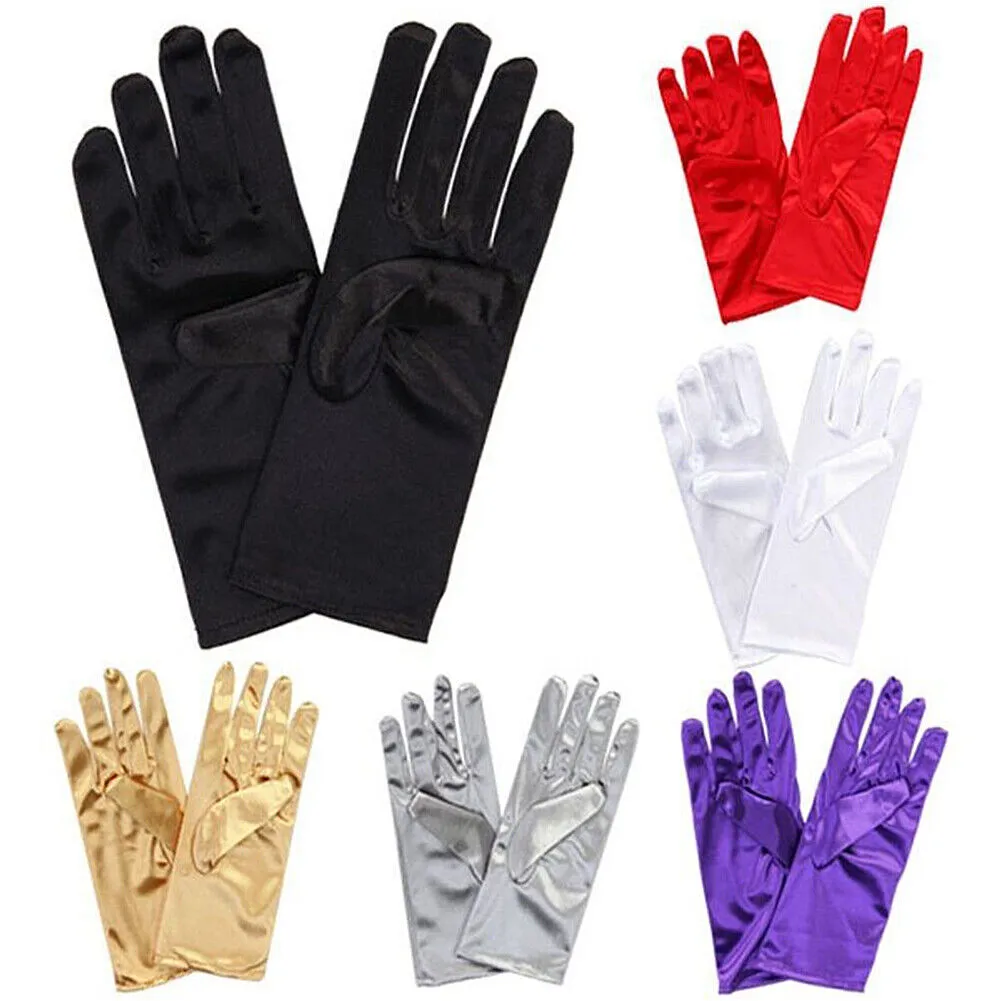 US 1-2 Paris 8.66'' Wrist Gloves Smooth Satin Gown Opera Gloves Party Dress Prom