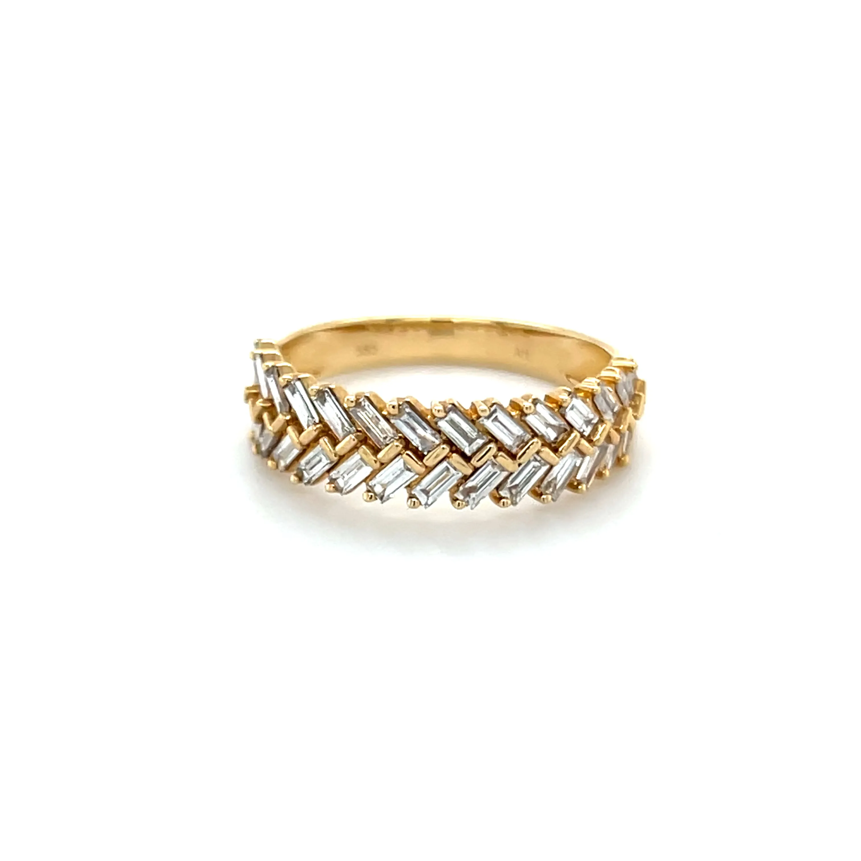 V Baguette Diamond Half Band Ring