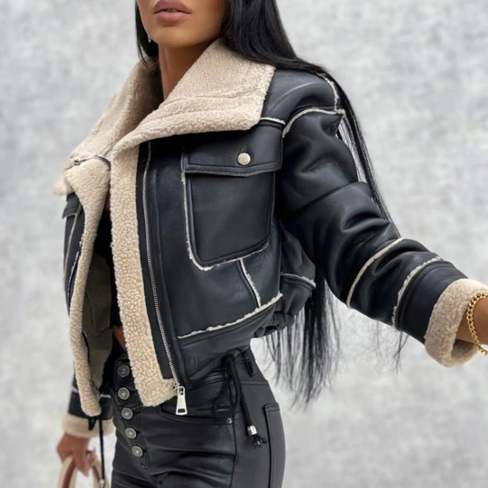 Women's Coat Zipper Motorcycle Jacket Top