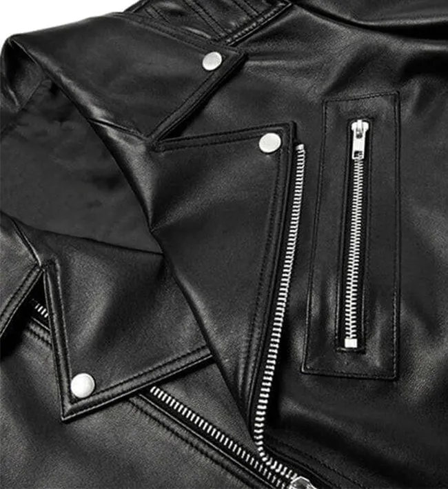 Women's Double Stich Leather Biker Jacket