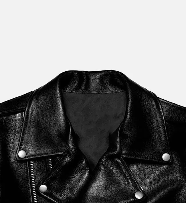 Women's Double Zipper Leather Biker Jacket