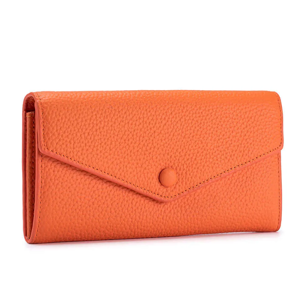 Women's Leather Bifold Envelope Wallet - Stylish and Spacious