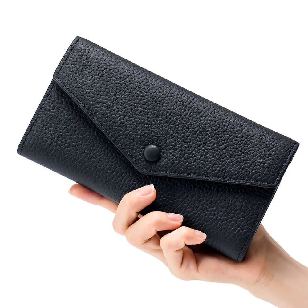 Women's Leather Bifold Envelope Wallet - Stylish and Spacious