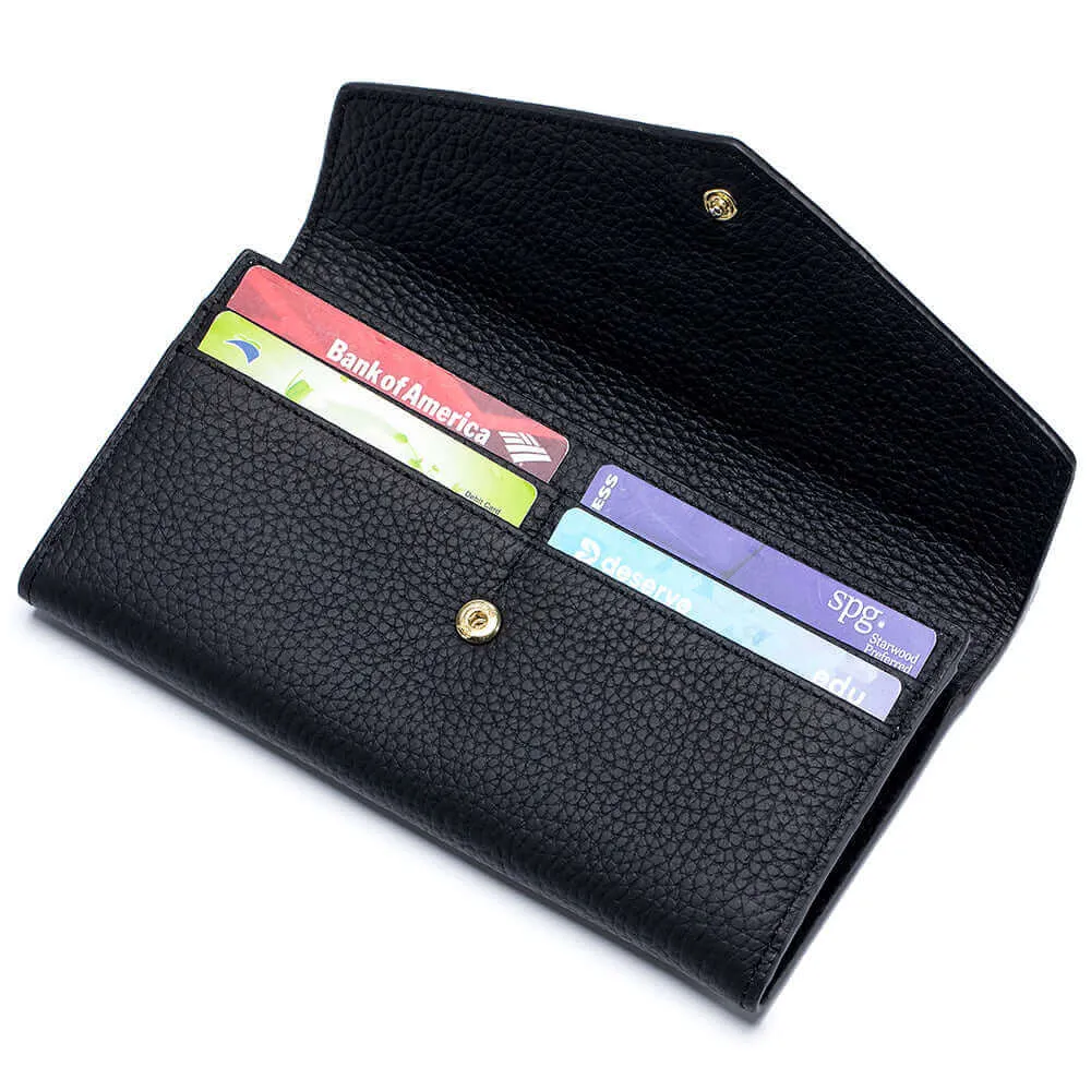 Women's Leather Bifold Envelope Wallet - Stylish and Spacious