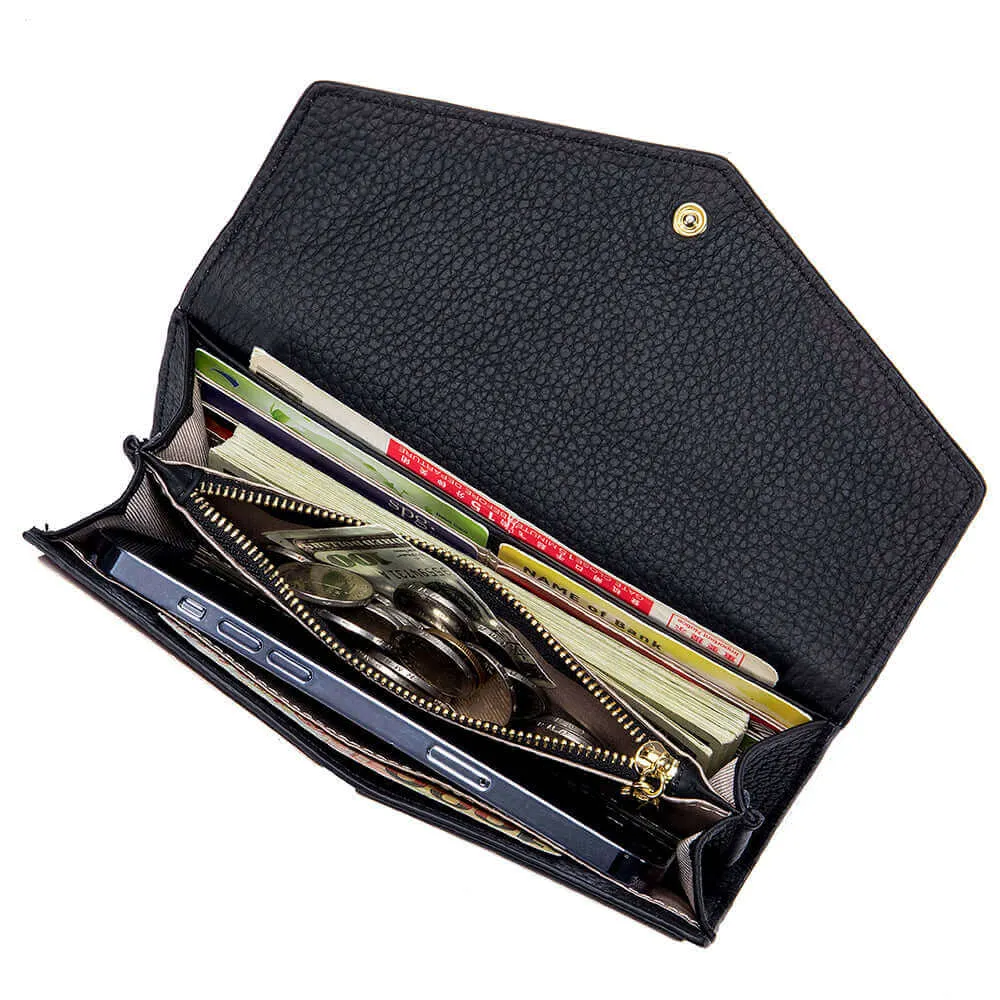 Women's Leather Bifold Envelope Wallet - Stylish and Spacious