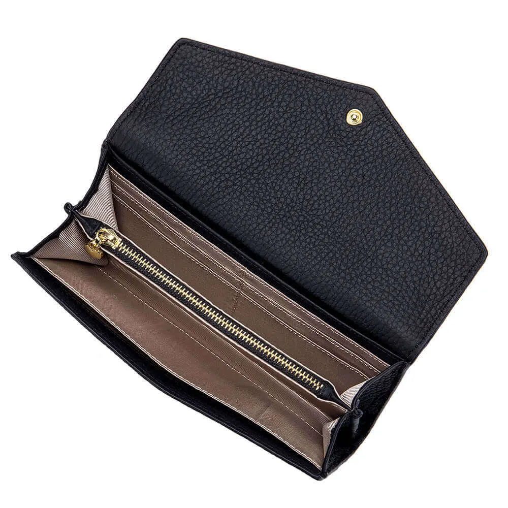 Women's Leather Bifold Envelope Wallet - Stylish and Spacious