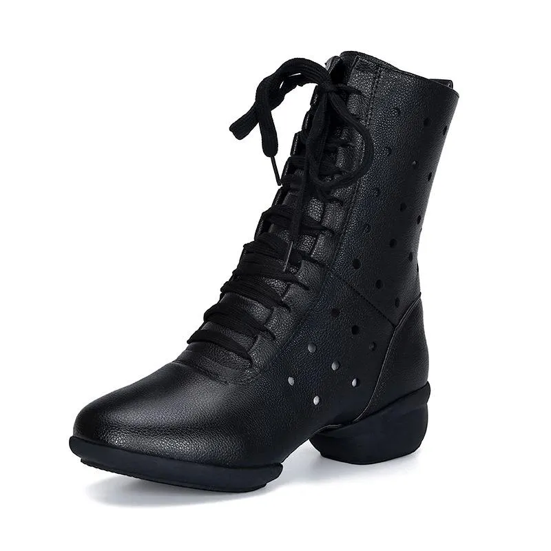 Women's Leatherette 1.5inch Heels Boots Jazz With Lace-up Dance Shoes Dance Boots