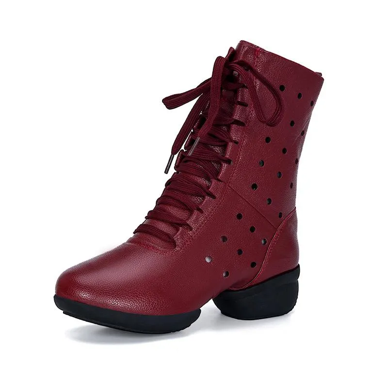 Women's Leatherette 1.5inch Heels Boots Jazz With Lace-up Dance Shoes Dance Boots