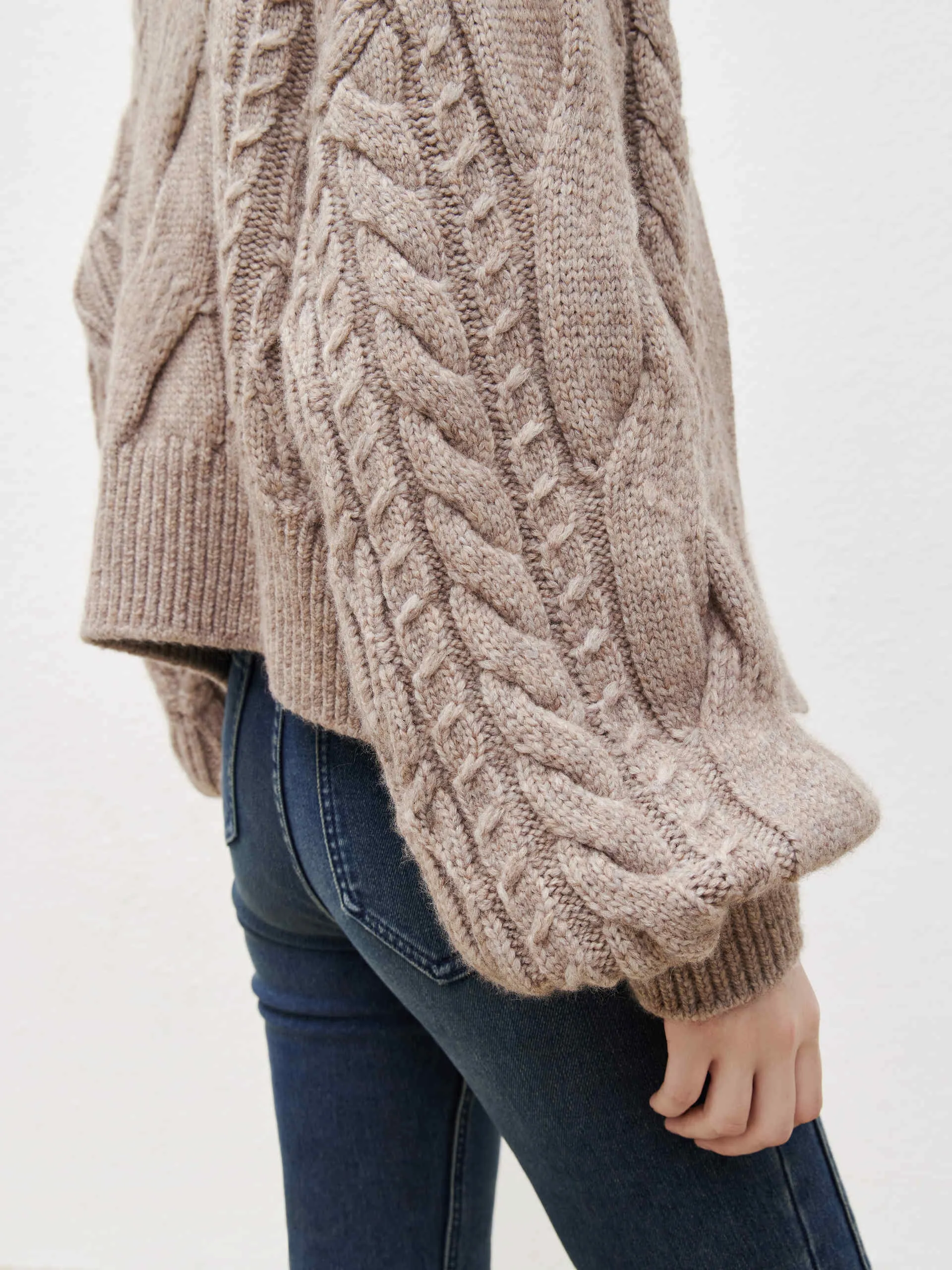 Wool Blend Cable Knit Cardigan