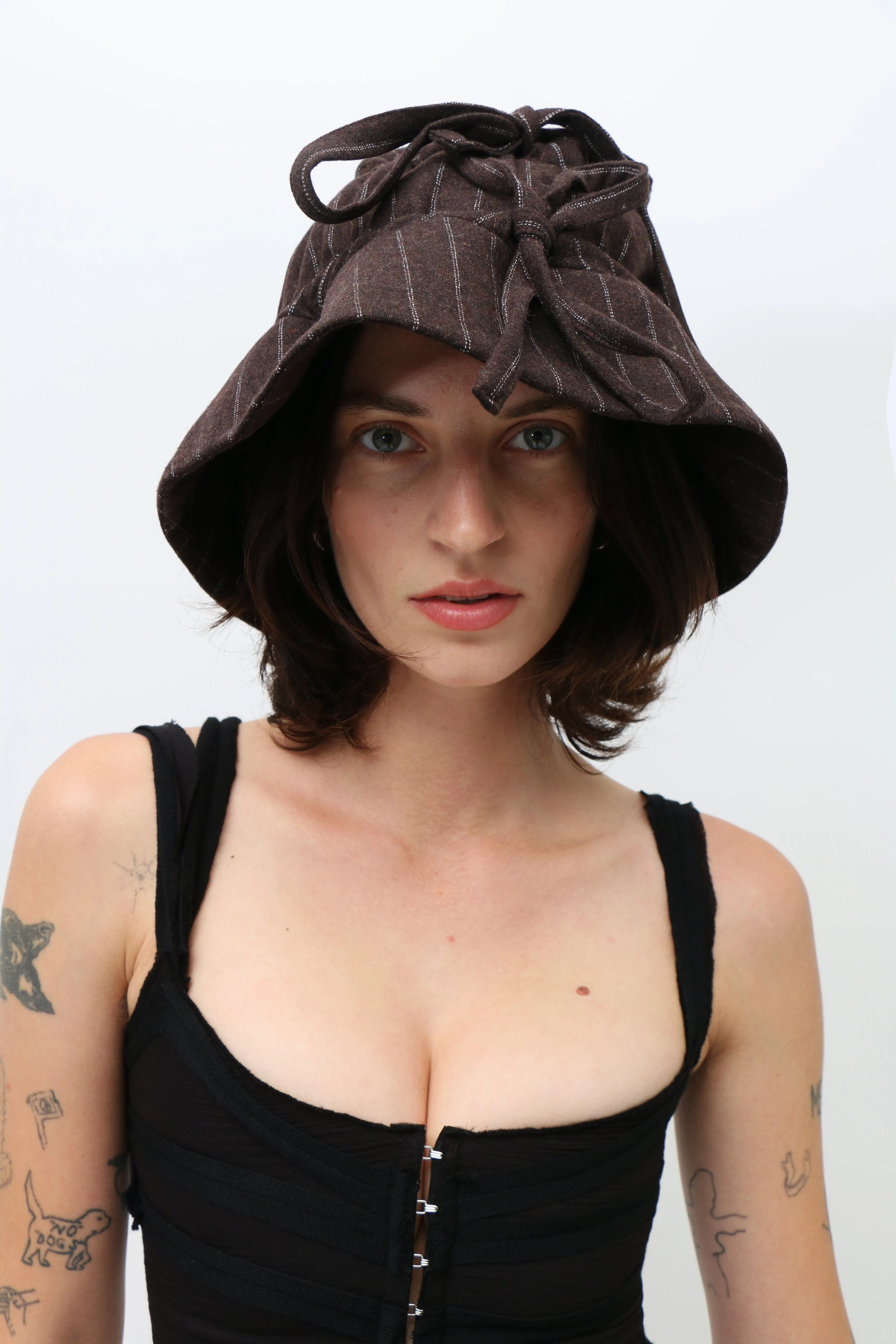 Wool Brown Pinstripe Moth Hat