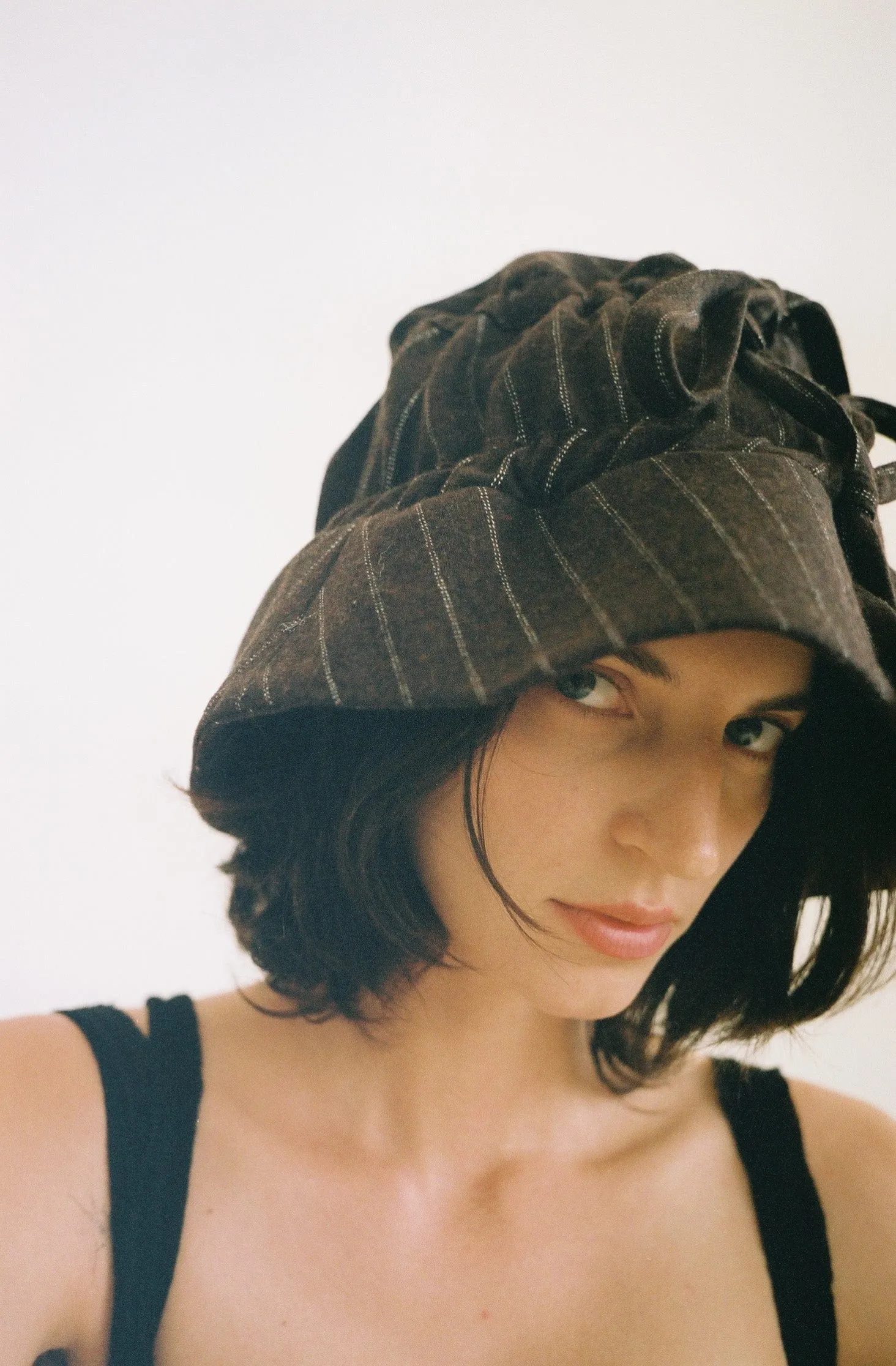 Wool Brown Pinstripe Moth Hat