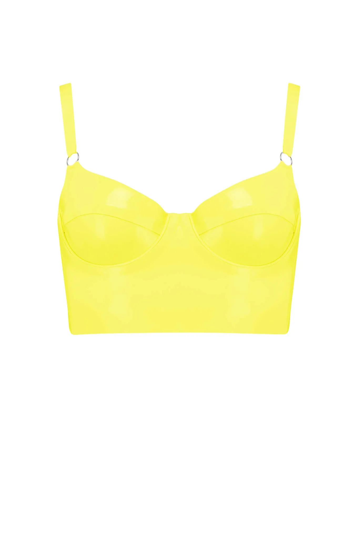 Yellow Latex Full Cup Longline Bra