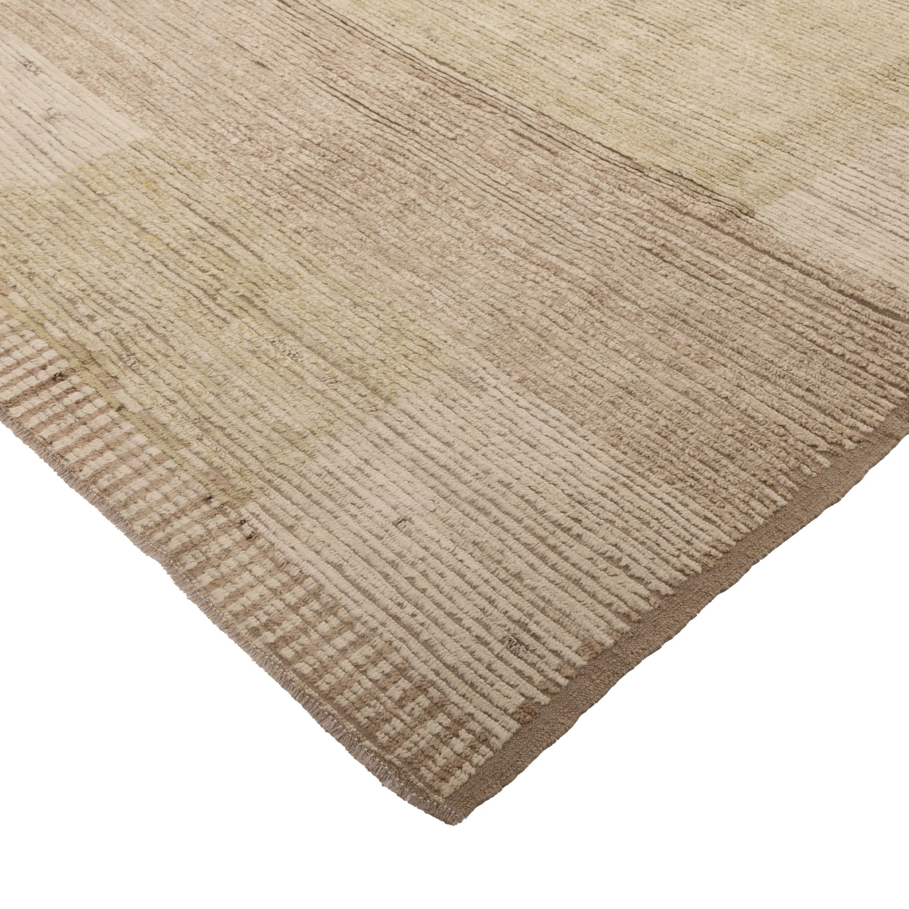 Zameen Beige and Cream Modern Wool Rug - 6' x 9'5"